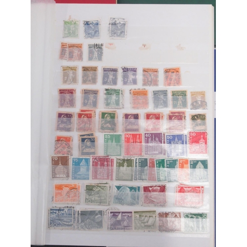 837 - Stamp album cont. Polish stamps, stamp album of French Stamps, a folder cont. stamps and postcards a... 