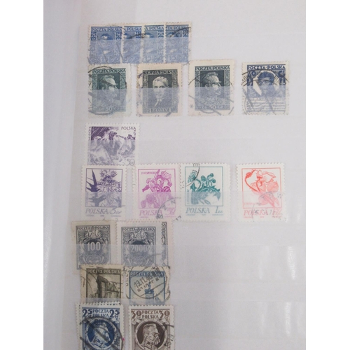 837 - Stamp album cont. Polish stamps, stamp album of French Stamps, a folder cont. stamps and postcards a... 