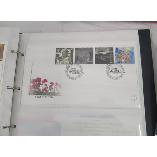 838 - Assorted collection of FDC's and stamps in 5 folders/albums, and loose, also the Royal Mail Year Pac... 