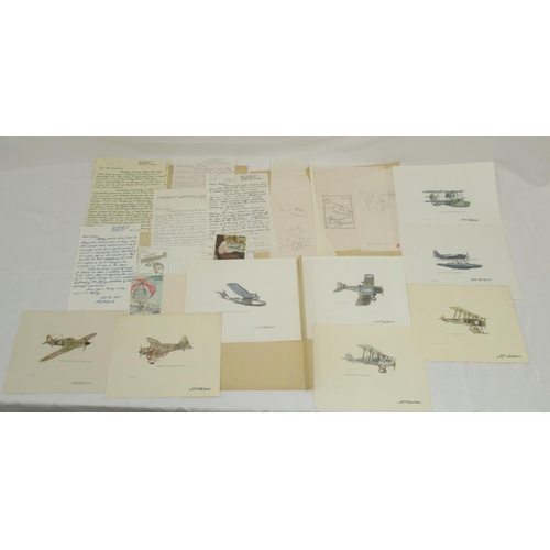 815 - Of flown cover and RAF interest -rough sketches and prints by Tony Theobald, British artist who spec... 