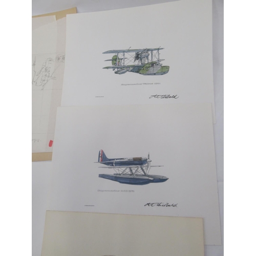 815 - Of flown cover and RAF interest -rough sketches and prints by Tony Theobald, British artist who spec... 