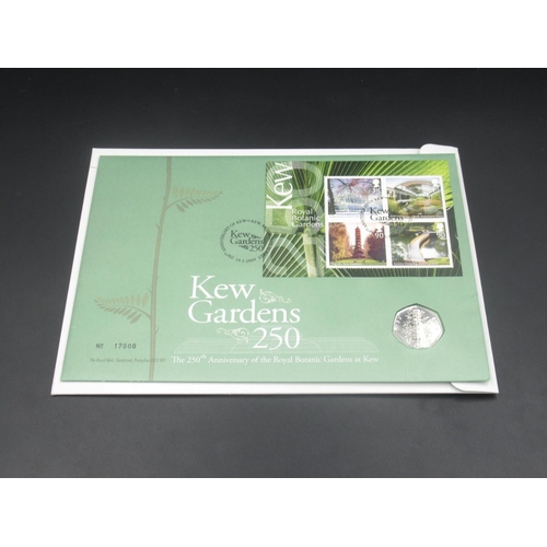 807 - Kew Gardens 250th Anniversary of the Royal Botanic Gardens, Kew Gardens 50p coin cover, with origina... 