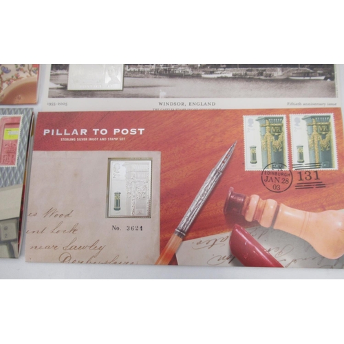 808 - Royal Mail Stamp Silver Ingots, to inc. 6 of the Pillar to Post set in 1 box, The Castles Stamp Ingo... 