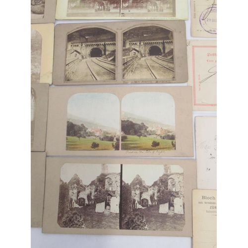 849 - 25 early c20th postcards with used German and British stamps, 3 loose stamps (1 Queen Victoria, 2 US... 