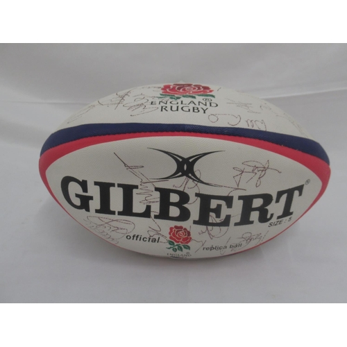 942 - England Rugby replica ball Multi-signed by England Rugby Team players inc. Martin Johnson, Will Gree... 