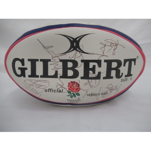 942 - England Rugby replica ball Multi-signed by England Rugby Team players inc. Martin Johnson, Will Gree... 