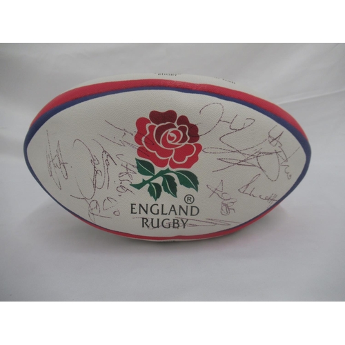 942 - England Rugby replica ball Multi-signed by England Rugby Team players inc. Martin Johnson, Will Gree... 