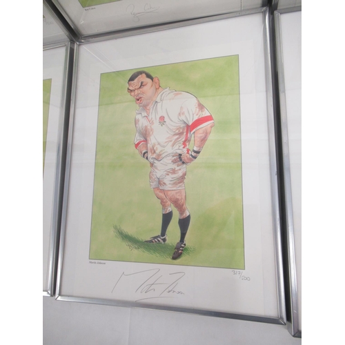 944 - 8 John Ireland Rugby signed and Limited Edition prints of Mike Tindall, Ben Cohen, Lawrence Dallagli... 