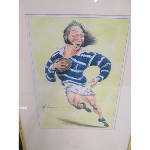 945 - 4 John Ireland signed Rugby prints of JPR Williams, Willie John McBride, Rory Underwood and Jason Le... 