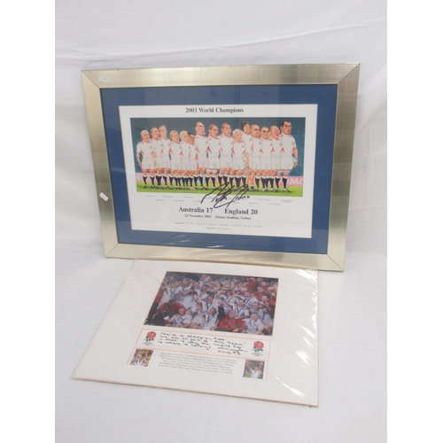 946 - John Ireland '2003 World Champions' signed print with Martin Johnson's signature and a Clive Woodwar... 