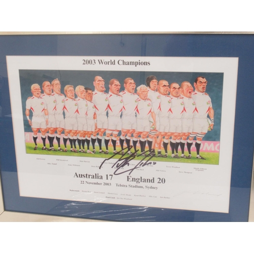 946 - John Ireland '2003 World Champions' signed print with Martin Johnson's signature and a Clive Woodwar... 