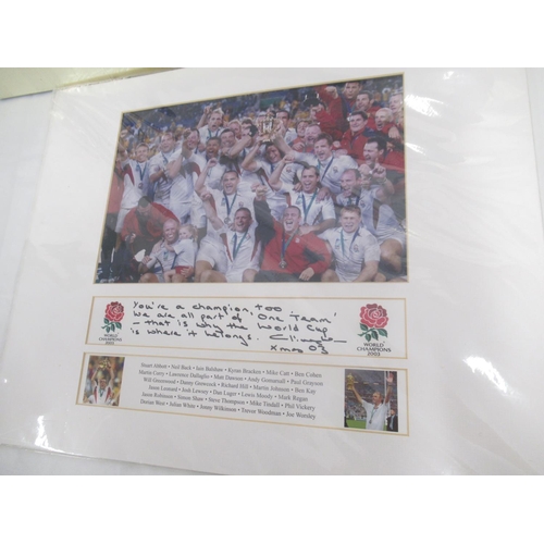 946 - John Ireland '2003 World Champions' signed print with Martin Johnson's signature and a Clive Woodwar... 