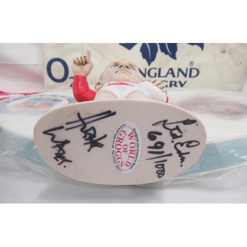 948 - Collection of Rugby memorabilia to inc. Neil Jenkins Ltd Ed. 691/100 World of Groggs figure signed b... 