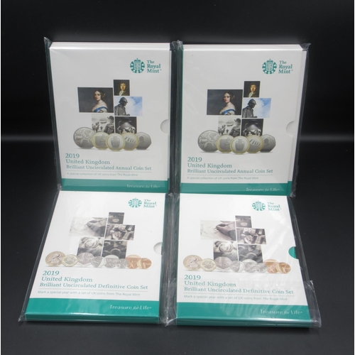 743 - The Royal Mint - 2 2019 United Kingdom Brilliant Uncirculated Definitive Coin sets and 2 2019 United... 