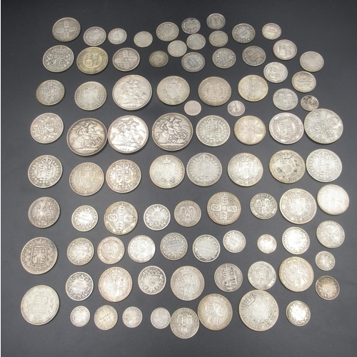 694 - Assorted collection of Queen Victoria with some George III and George IV silver content coins to inc... 