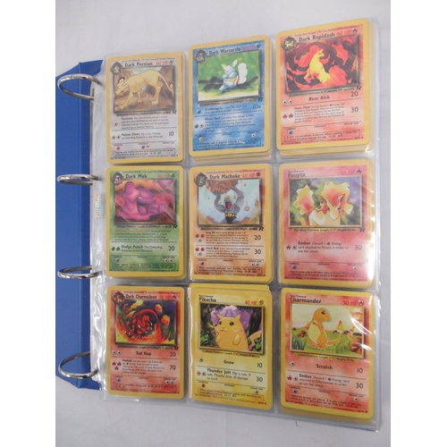 299 - Folder of Pokémon trading cards, approx. 245, some being duplicates of the same card, inc. a 1999 Ch... 