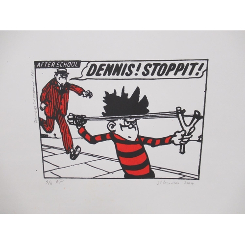 304 - J.P.Reynolds 2004 Beano Limited Edition print 'After School Dennis! Stoppit! 5/6, Billy Boots origin... 