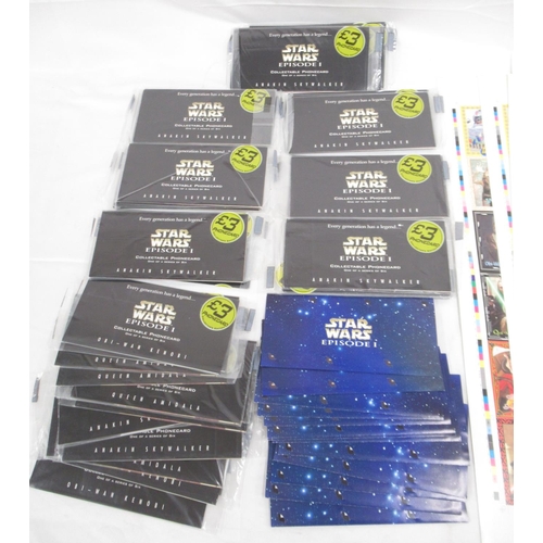 303 - Star Wars - collection of Star Wars Episode I phone cards, in individual and multi packs, with 7 pri... 