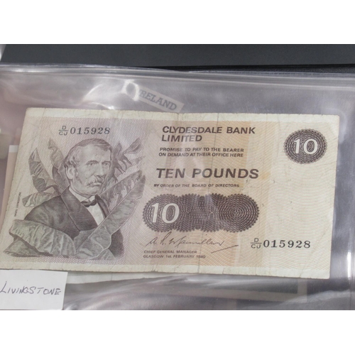 791 - Folder cont. assorted collection of Scottish, Irish and other bank notes,