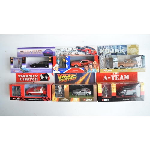 213 - Six boxed film and television themed diecast model car sets, all with figures to include 57403 Kojak... 