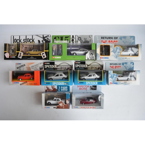 215 - Nine boxed British film themed diecast model car sets from Corgi, 3 with figures to include 2x 96012... 