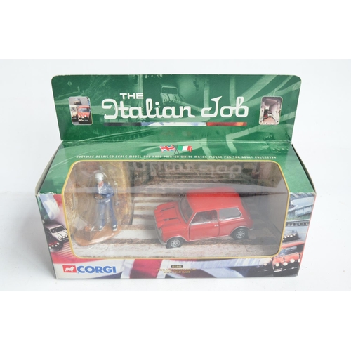 216 - 3 Corgi Italian Job 04441 Mini with driver figure (with gold bars) diecast car model sets with red, ... 