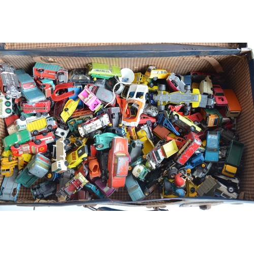 223 - Suitcase containing a large number of mostly vintage diecast model vehicles to include Lesney, Match... 