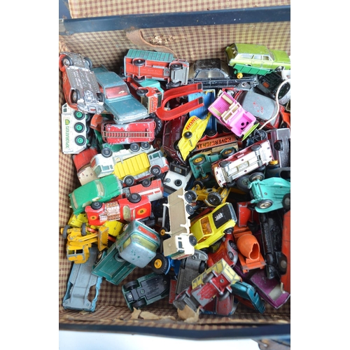 223 - Suitcase containing a large number of mostly vintage diecast model vehicles to include Lesney, Match... 