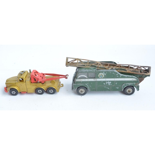 223A - Small collection of playworn diecast model vehicles to include a Lone Star tractor, Dinky 969 TV mas... 