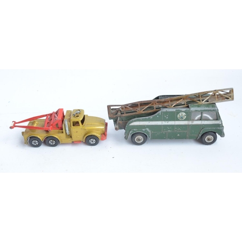 223A - Small collection of playworn diecast model vehicles to include a Lone Star tractor, Dinky 969 TV mas... 