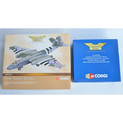 225 - Two Corgi Aviation Archive 1/72 scale diecast model aircraft to include AA34701 EE Canberra B.Mk.2 S... 