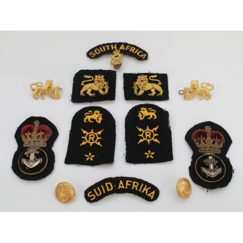 1062 - Large collection of brass South African naval buttons, cap badges, Sleeve patches,(Radar) South Afri... 