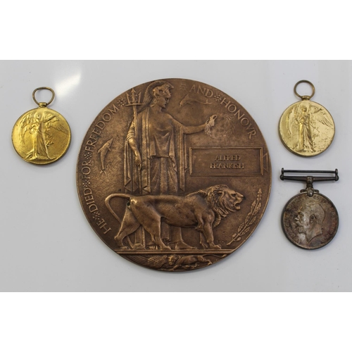 1067 - Victory Medal, 1914-18 War Medal, Memorial Plaque. To 12866 Pte A. Frankish. Irish Guards. Victory M... 