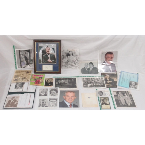 867 - Mixed collection of signed photos to inc. Tony Blair, Leslie Philips, Bruce Forsyth, John Cleese, Hu... 