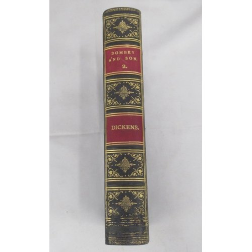 902 - Collection of 25 volumes of Charles Dickens works, published by Chapman & Hall, half-leather binding... 