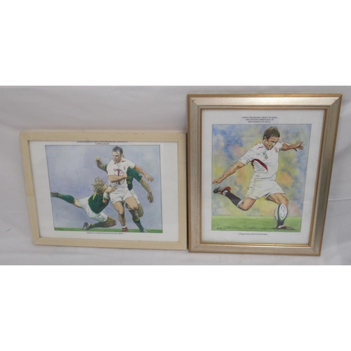 947 - 2 original watercolours by Stuart Smith of 'Jonny Wilkinson About To Kick the Winning Drop Goal in 2... 