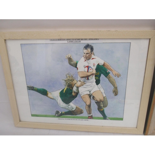 947 - 2 original watercolours by Stuart Smith of 'Jonny Wilkinson About To Kick the Winning Drop Goal in 2... 