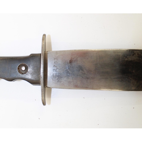 1094 - WW2 Italian African Police dagger, original horn handle with inset brass emblem of a crowned eagle s... 