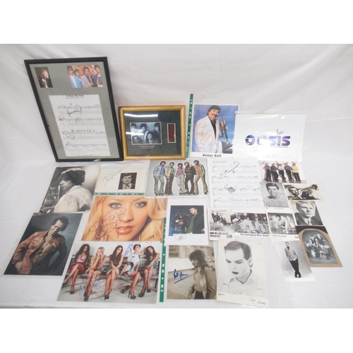 932A - Assorted collection of signed photos, etc. to inc. framed Lets Spend the Nigh Together film cell Ltd... 