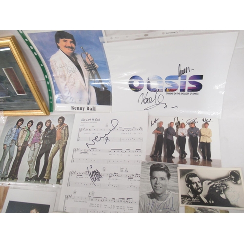 932A - Assorted collection of signed photos, etc. to inc. framed Lets Spend the Nigh Together film cell Ltd... 