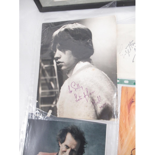 932A - Assorted collection of signed photos, etc. to inc. framed Lets Spend the Nigh Together film cell Ltd... 