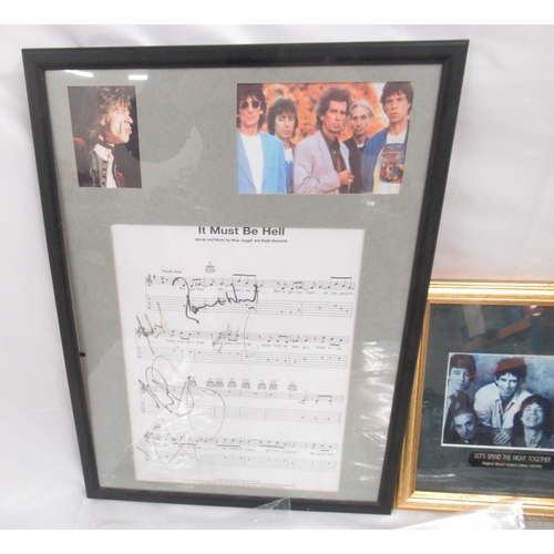 932A - Assorted collection of signed photos, etc. to inc. framed Lets Spend the Nigh Together film cell Ltd... 