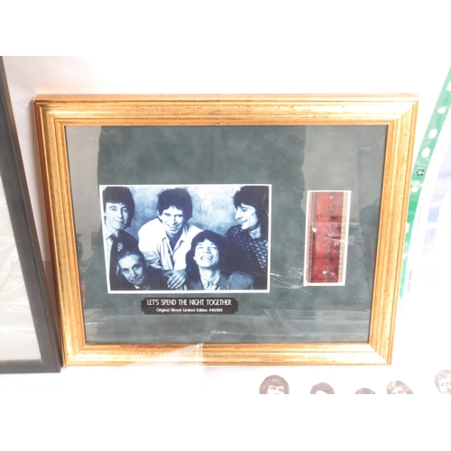 932A - Assorted collection of signed photos, etc. to inc. framed Lets Spend the Nigh Together film cell Ltd... 