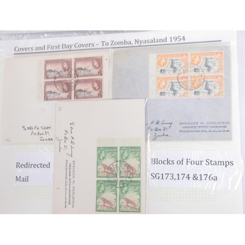 816 - Comprehensive and Impressive Presentation of Nyasaland stamps and covers in 7 folders/albums to inc.... 