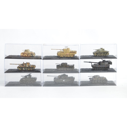 236 - Collection of diecast armour models including 24 cased 1/72 tanks from DeAgostini (no magazines), a ... 