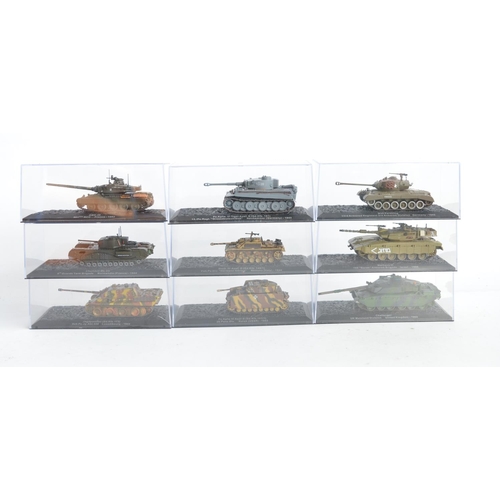 236 - Collection of diecast armour models including 24 cased 1/72 tanks from DeAgostini (no magazines), a ... 