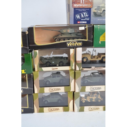 238 - Collection of 24 boxed diecast military vehicles from Verem (tanks with working metal tracks), Victo... 