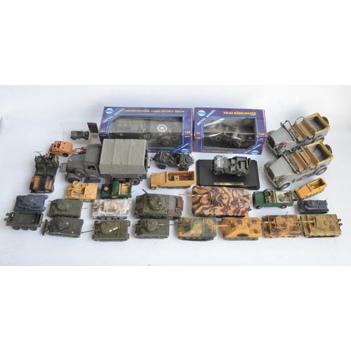 242 - Collection of mostly unboxed diecast and plastic armour models, various scales and manufacturers to ... 