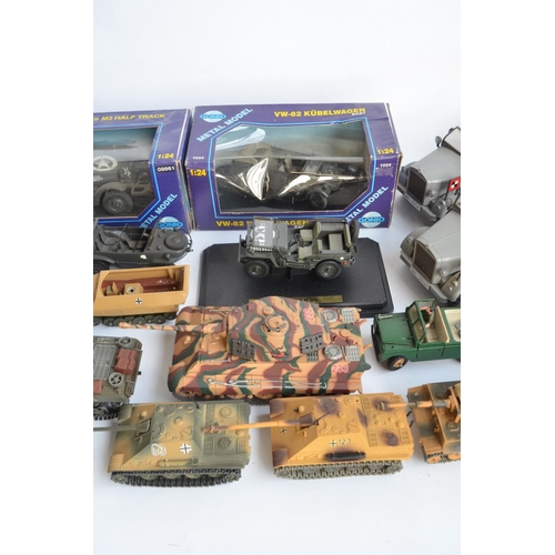 242 - Collection of mostly unboxed diecast and plastic armour models, various scales and manufacturers to ... 