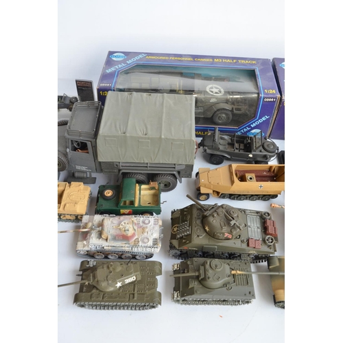 242 - Collection of mostly unboxed diecast and plastic armour models, various scales and manufacturers to ... 